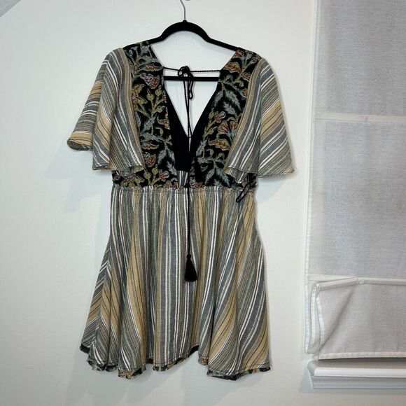 NEW Free People Under the Sun Tunic Dress Striped Babydoll Size Small - Picture 5 of 14